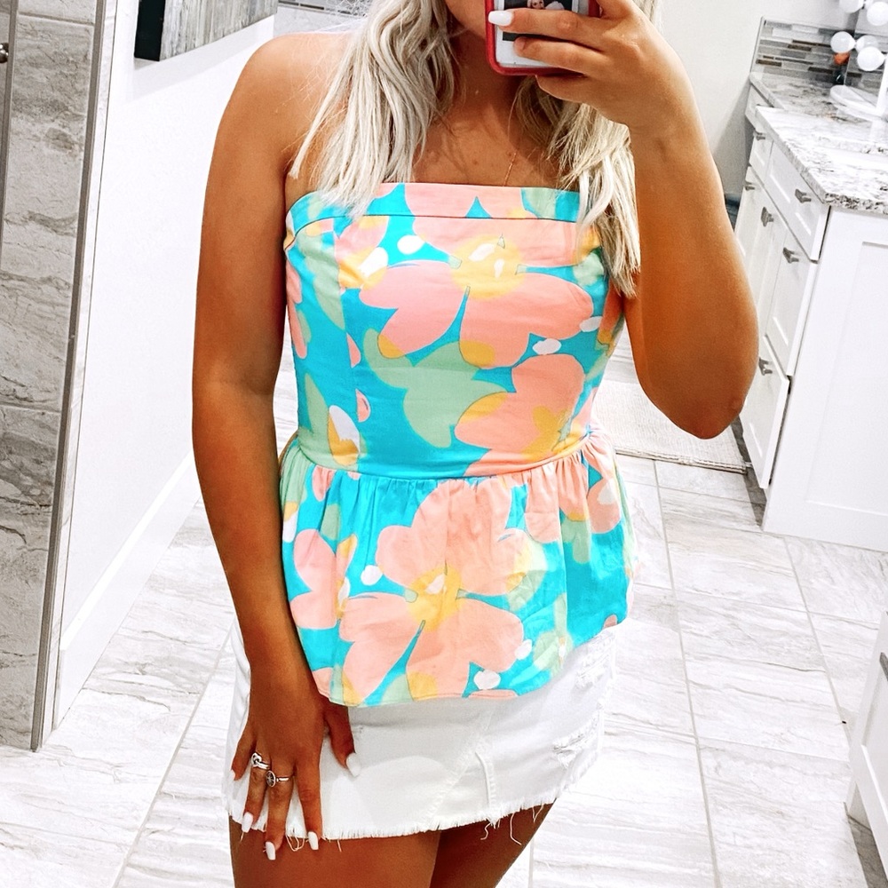 lilly pulitzer colorful strapless floral tube top